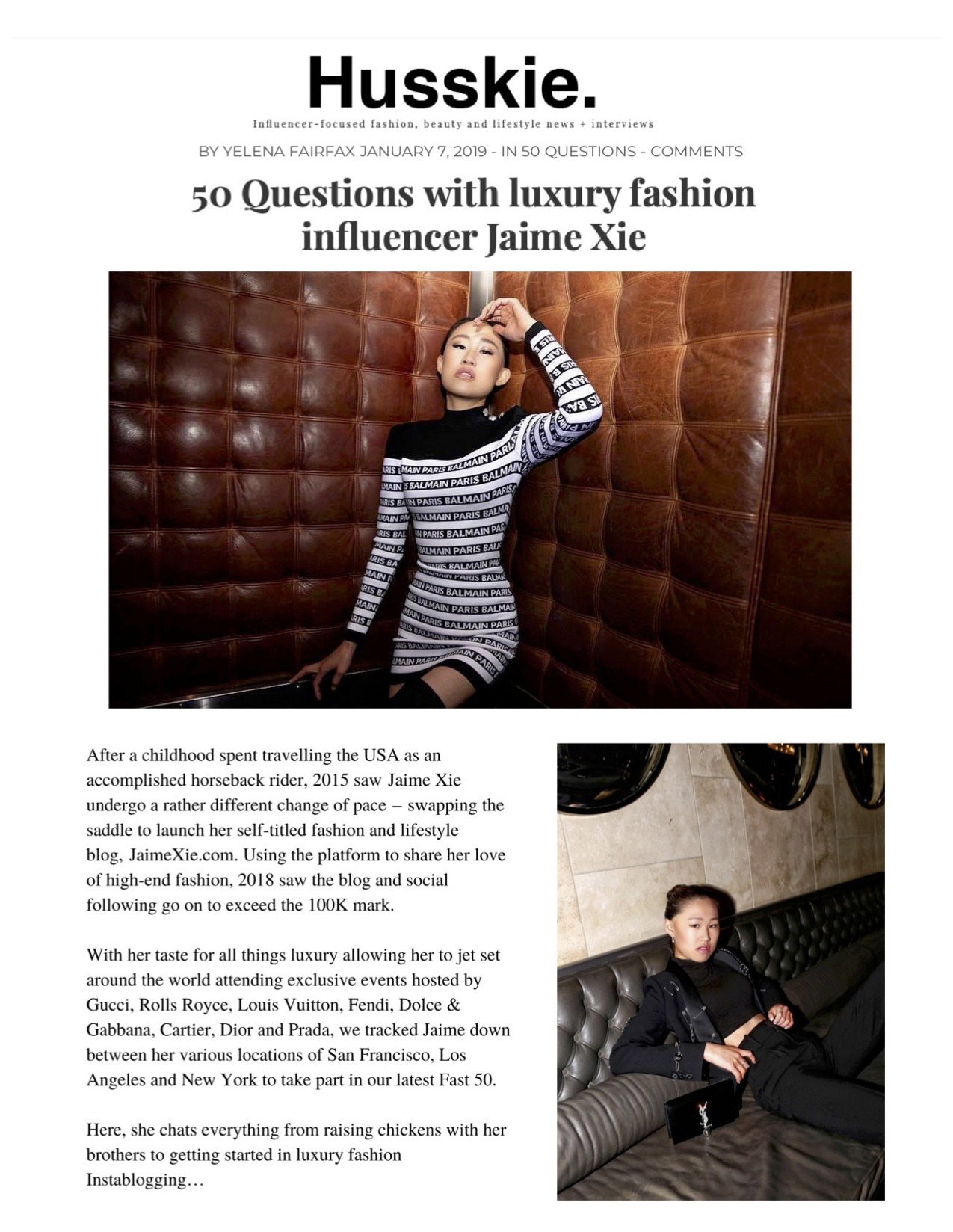 Husskie: 50 Questions with Luxury Fashion Influencer Jaime Xie