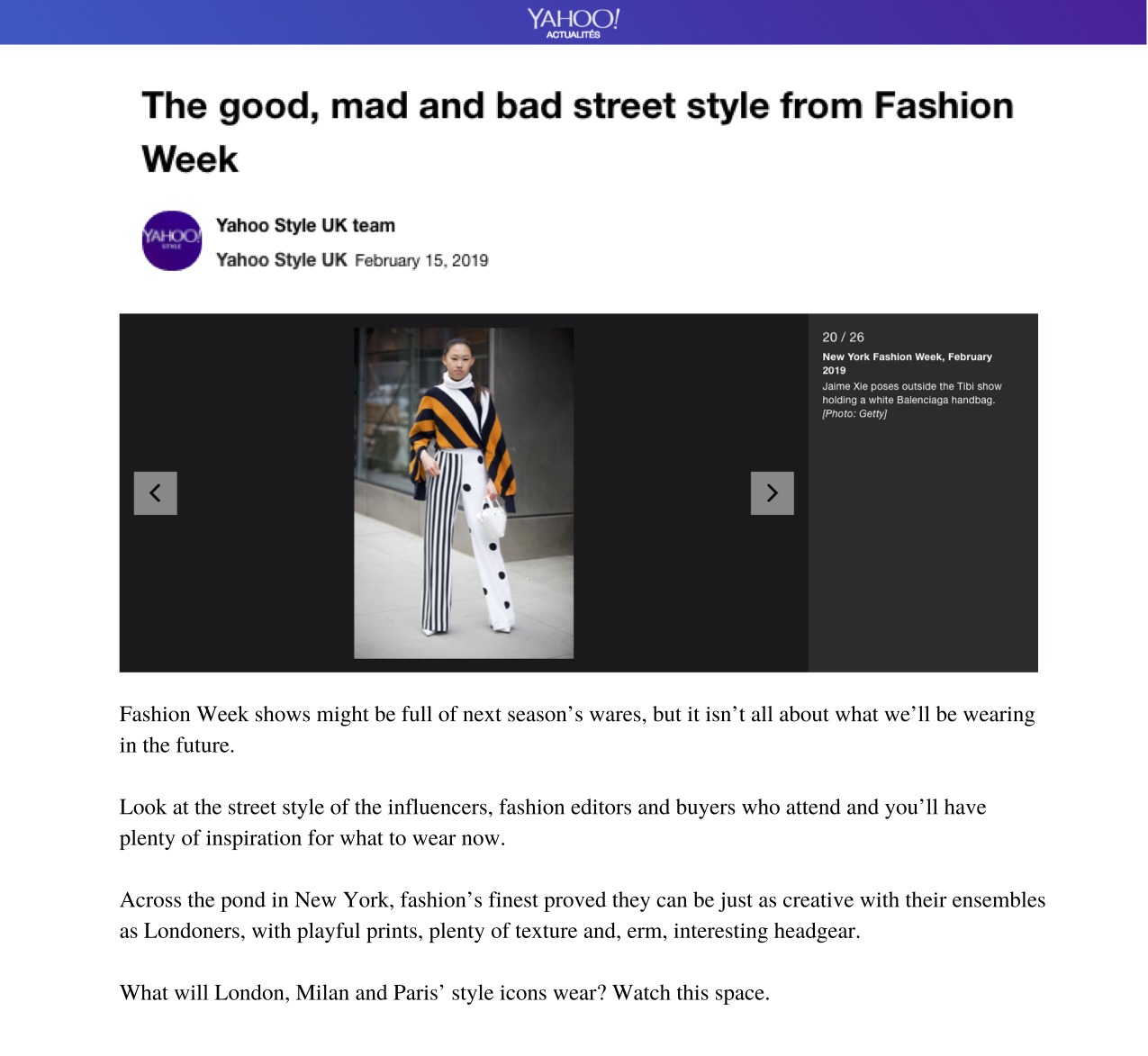 Yahoo UK: The Good, Mad, and Bad Street Style From Fashion Week