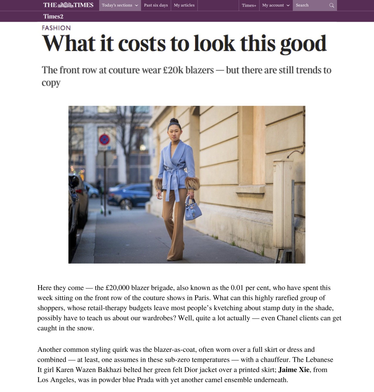 The Times: What It Costs to Look This Good
