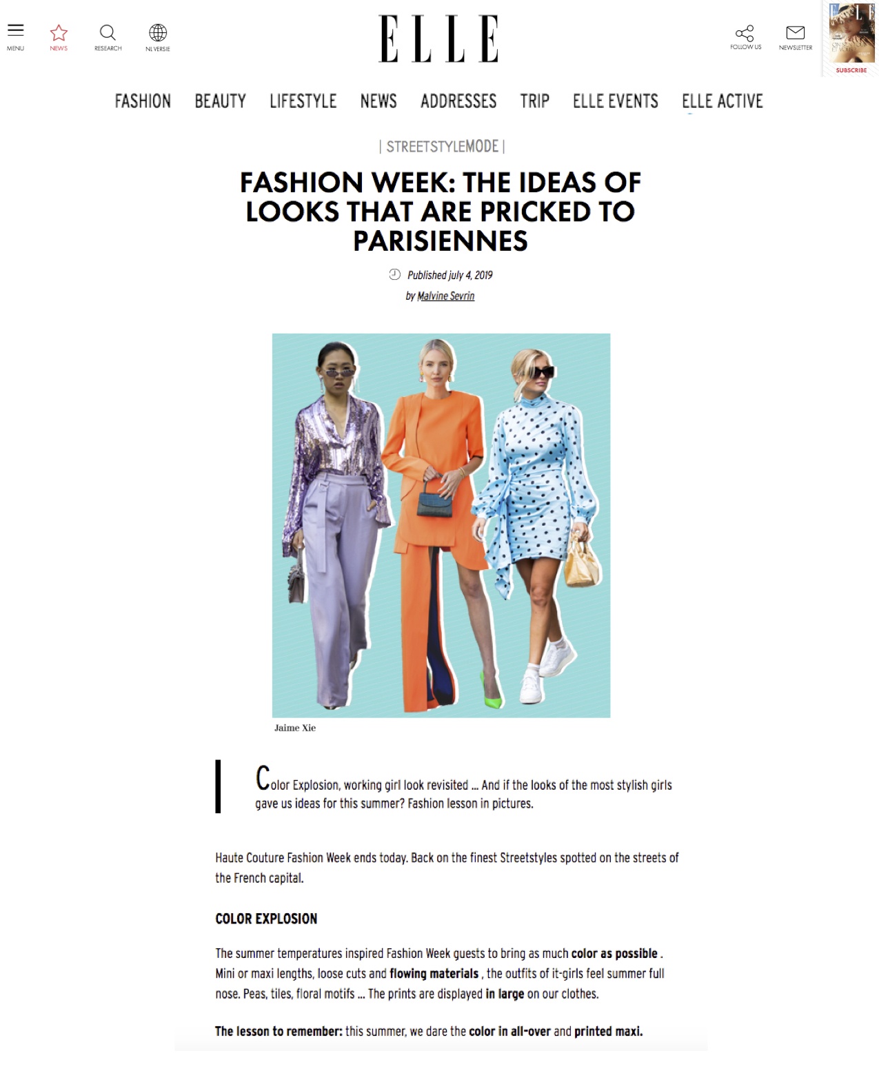 Elle France: Fashion Week – The Ideas of Looks That Are Pricked To Parisiennes