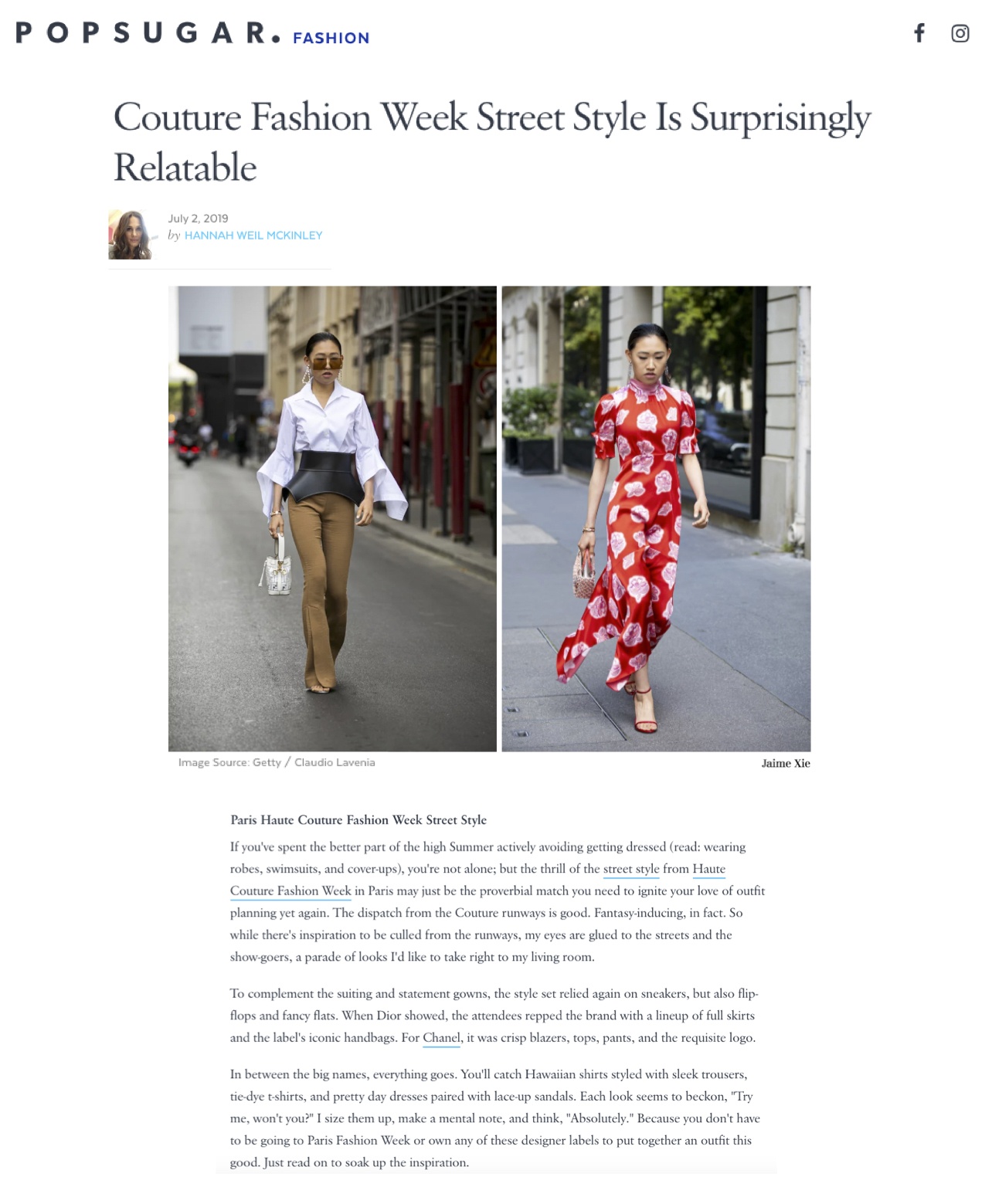 Popsugar: Couture Fashion Week Street Style Is Surprisingly Relatable