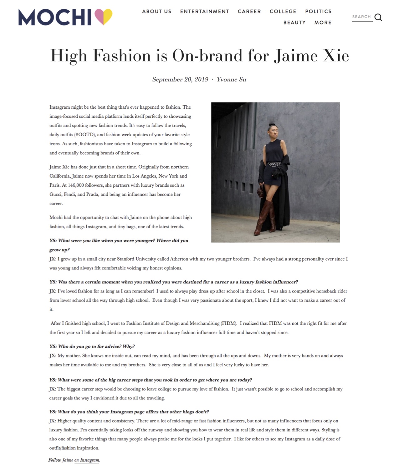 Mochi Magazine: High Fashion Is On-Brand for Jaime Xie