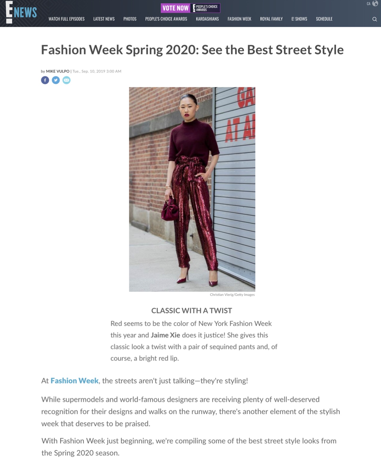 E! Online: Fashion Week Spring 2020: See the Best Street Style