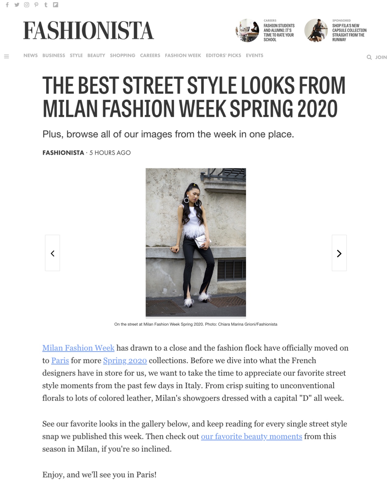 Fashionista: The Best Street Style Looks From Milan Fashion Week Spring 2020