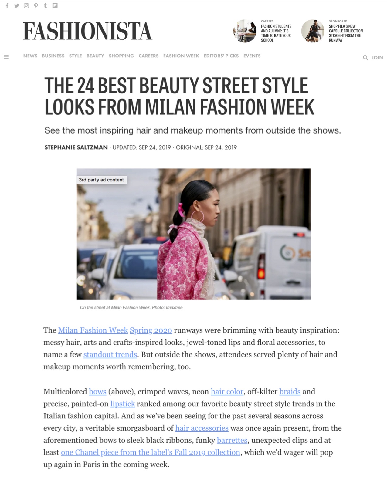 Fashionista: The 24 Best Beauty Street Style Looks From Milan Fashion Week