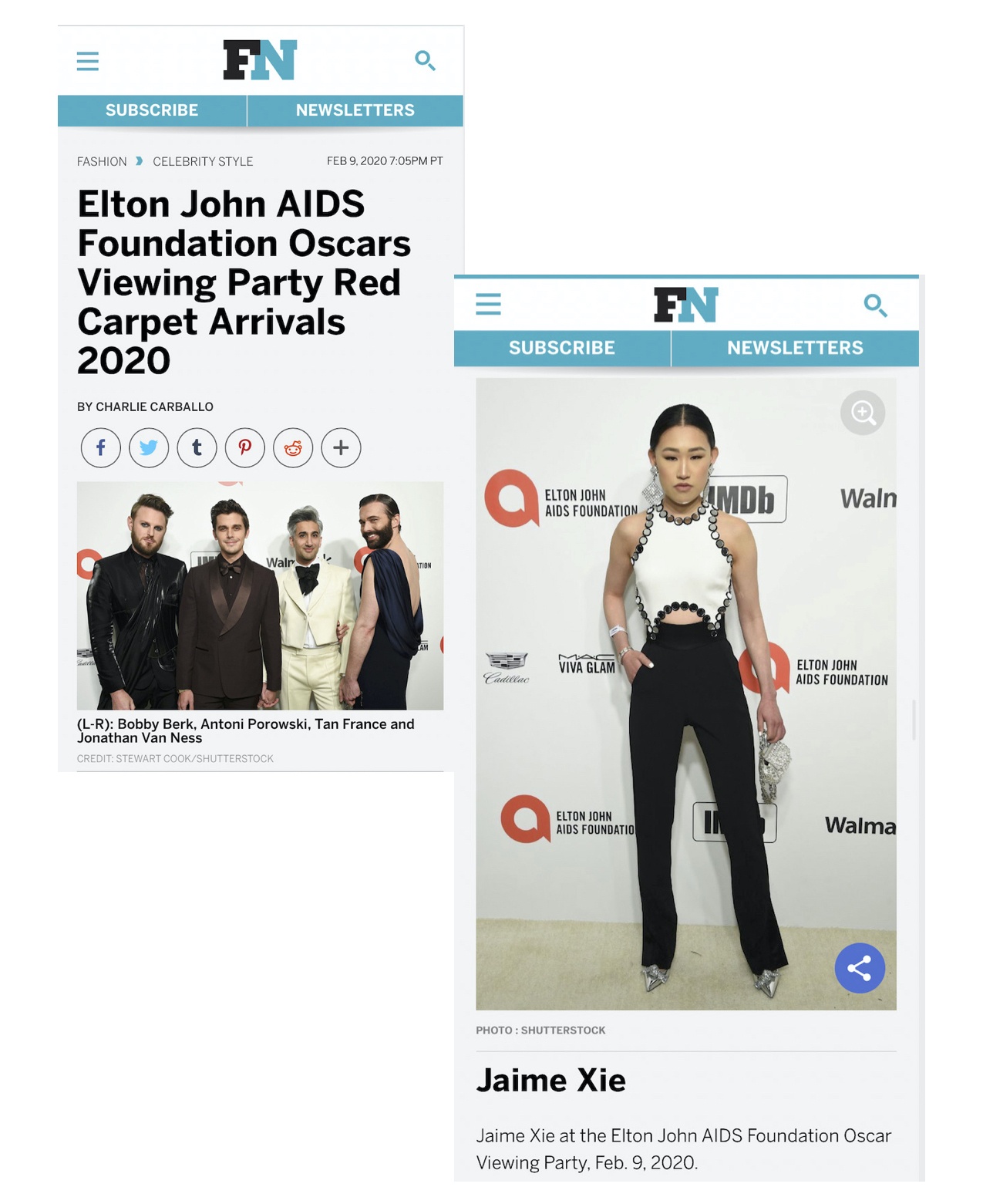 Footwear News: Elton John AIDS Foundation Oscars Viewing Party Red Carpet Arrivals 2020